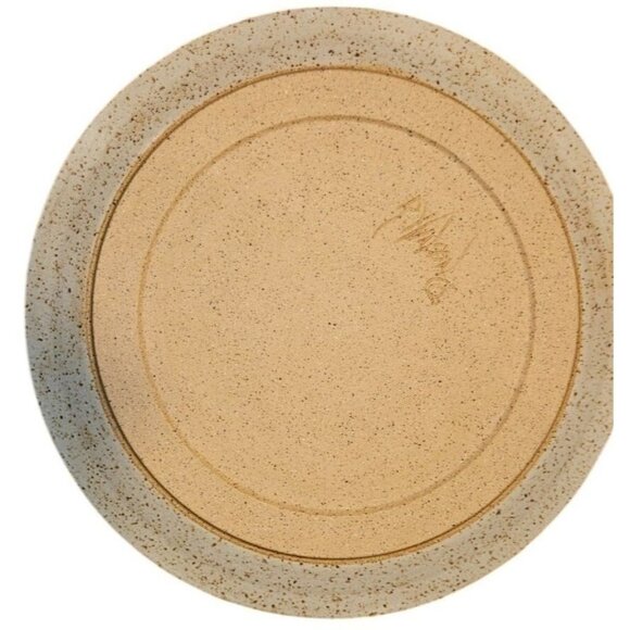 Hand Spun Ceramic Chip & Dip Platter Abstract Design Neutral Tones 12" Diameter - Picture 6 of 11